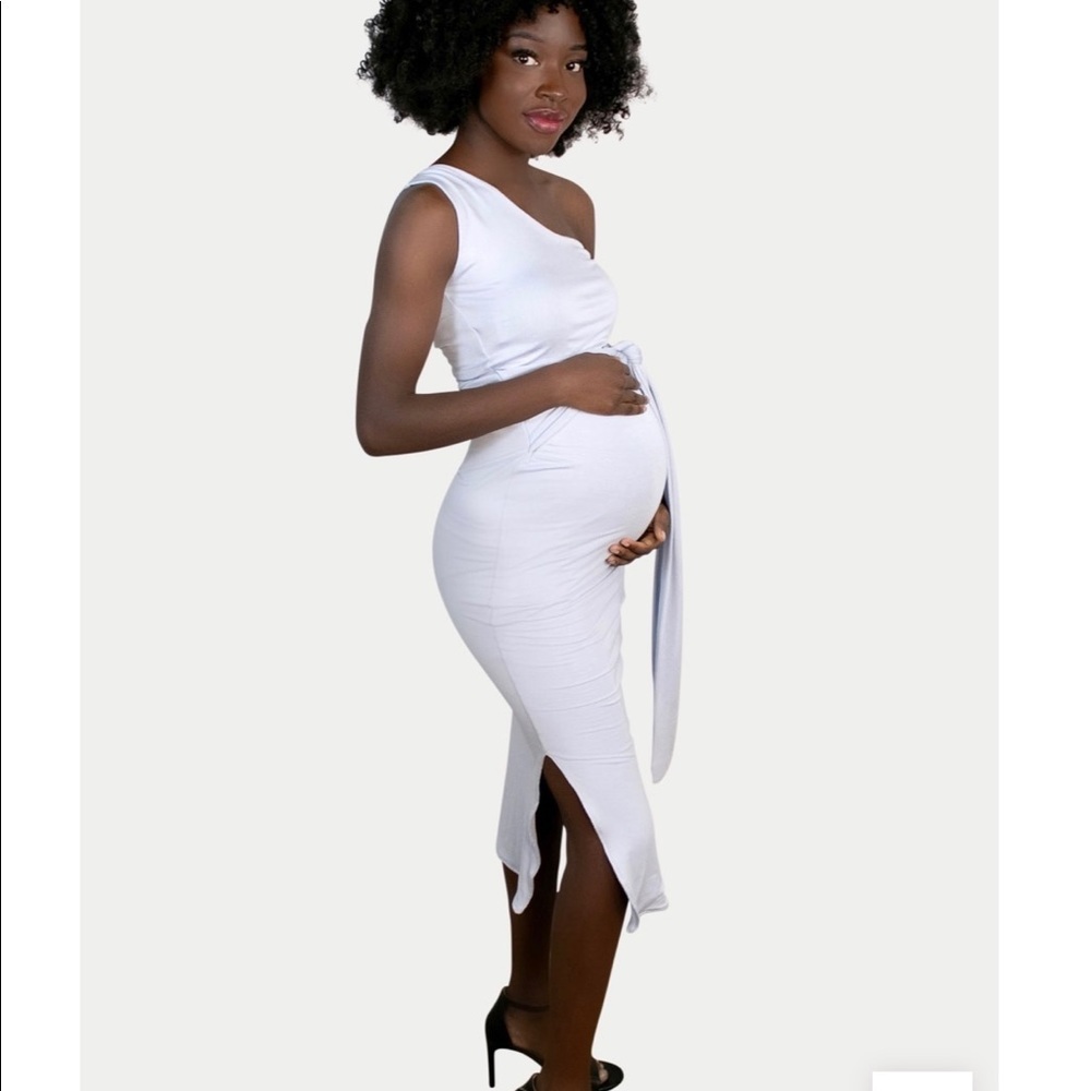 NWT! - One Shoulder, Fitted, Tie Maternity Dress - Size 2 - Picture 2 of 6